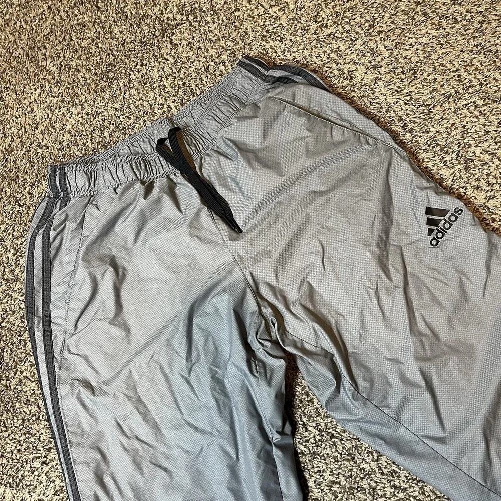 Adidas S86814 Men's Gray Wind Track Pants Size M Ankle Zip Diamond Ripstop